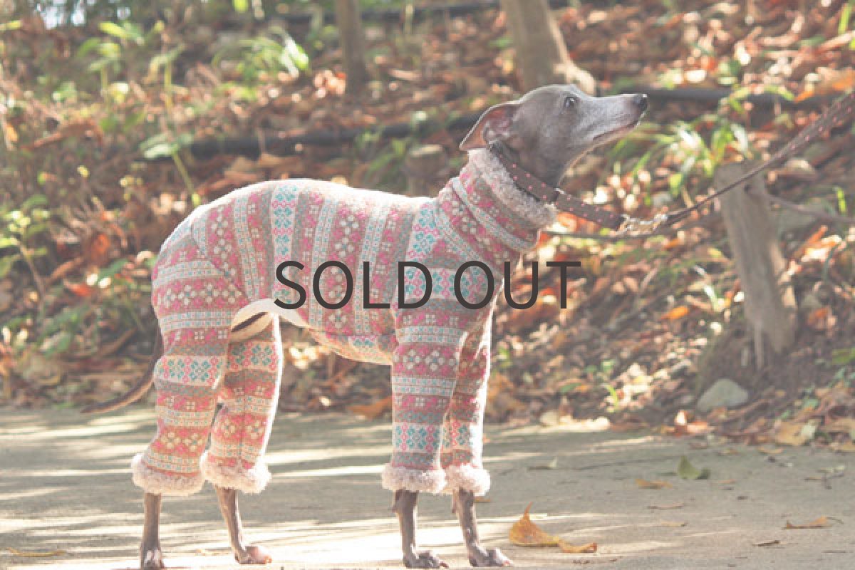 画像4: フォークロア調花柄ロンパース（ピンク×ブルーグリーン） (4)