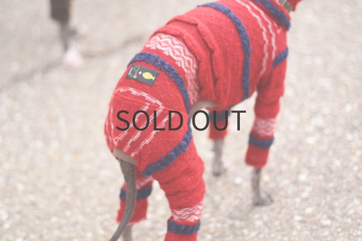 画像2: リップルニットのタイトロンパース(レッド) (2)