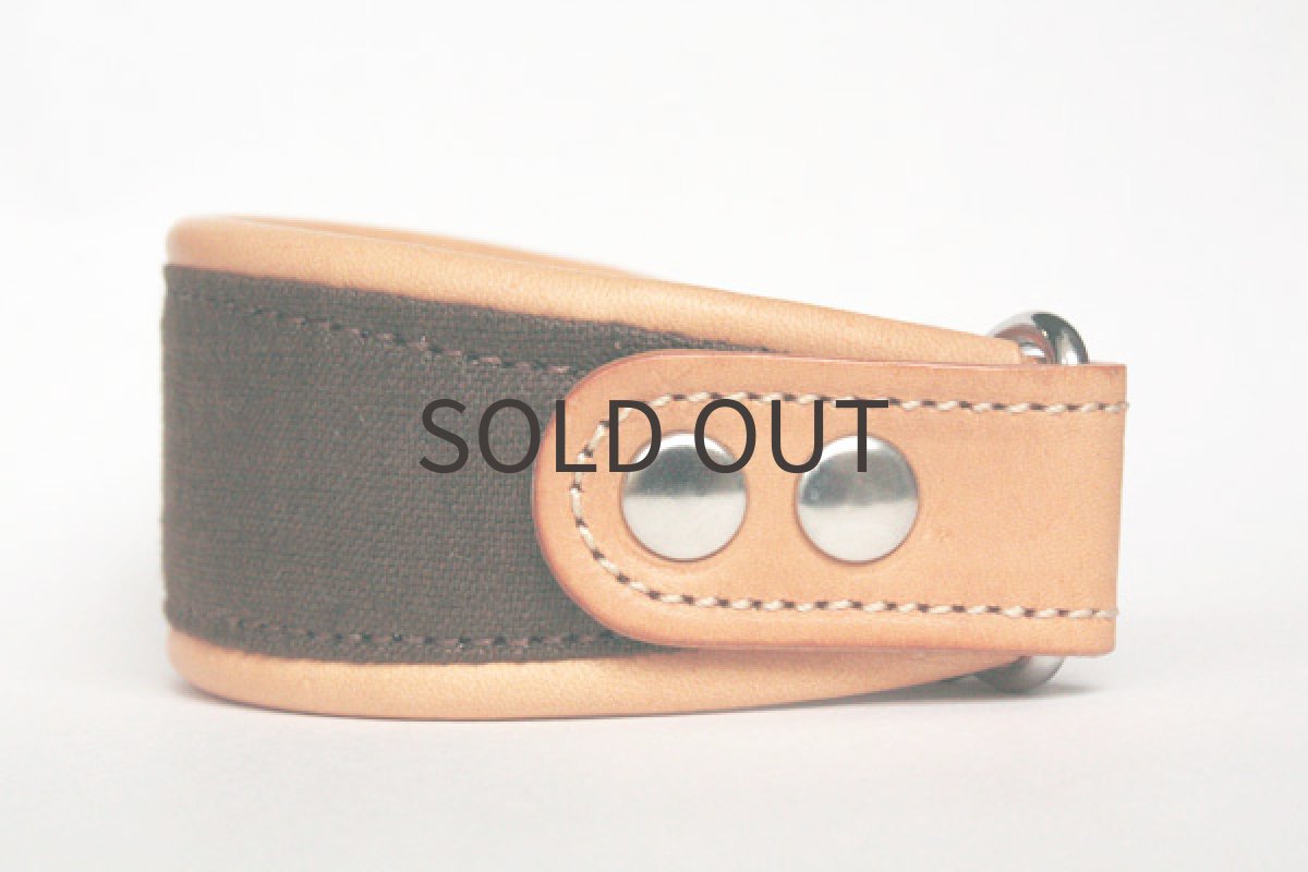 画像2: リネンと革のハーフチョーク　（ダークブロンズ×ヌメ） (2)