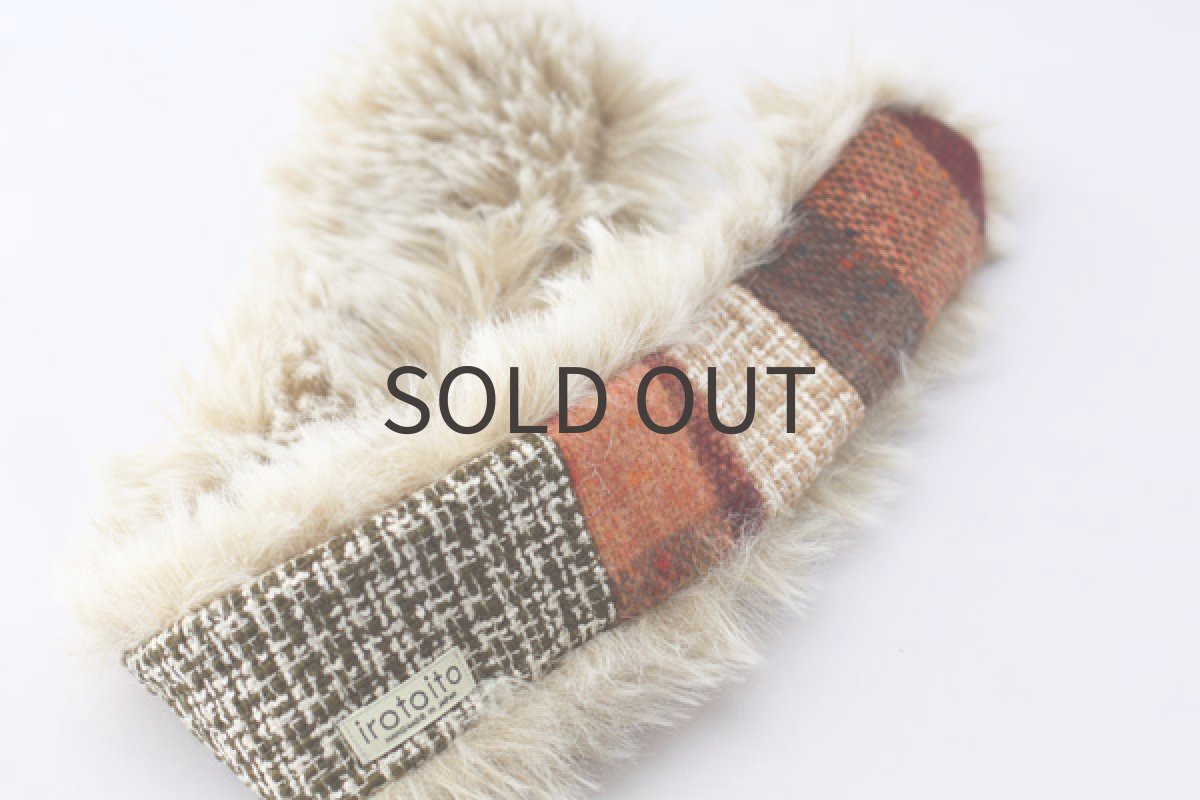 画像4: パッチワークのマフラー（オレンジ） (4)