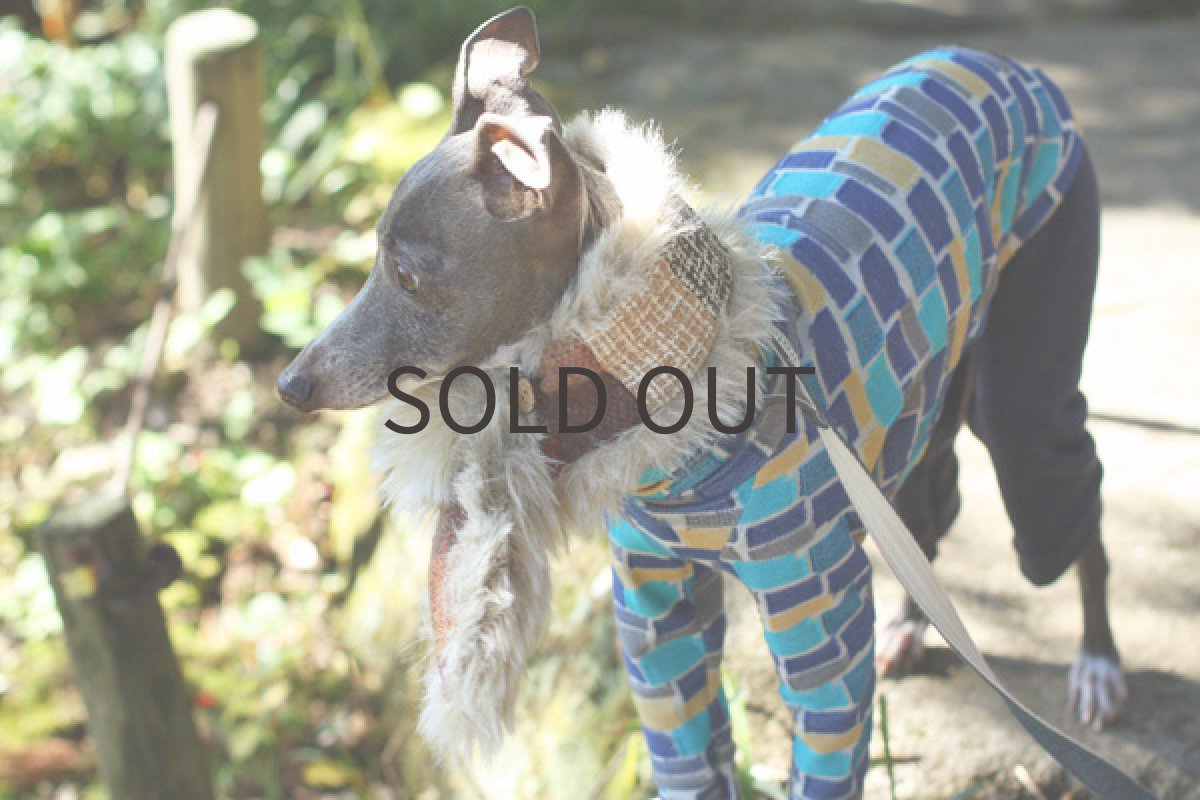 画像2: パッチワークのマフラー（オレンジ） (2)