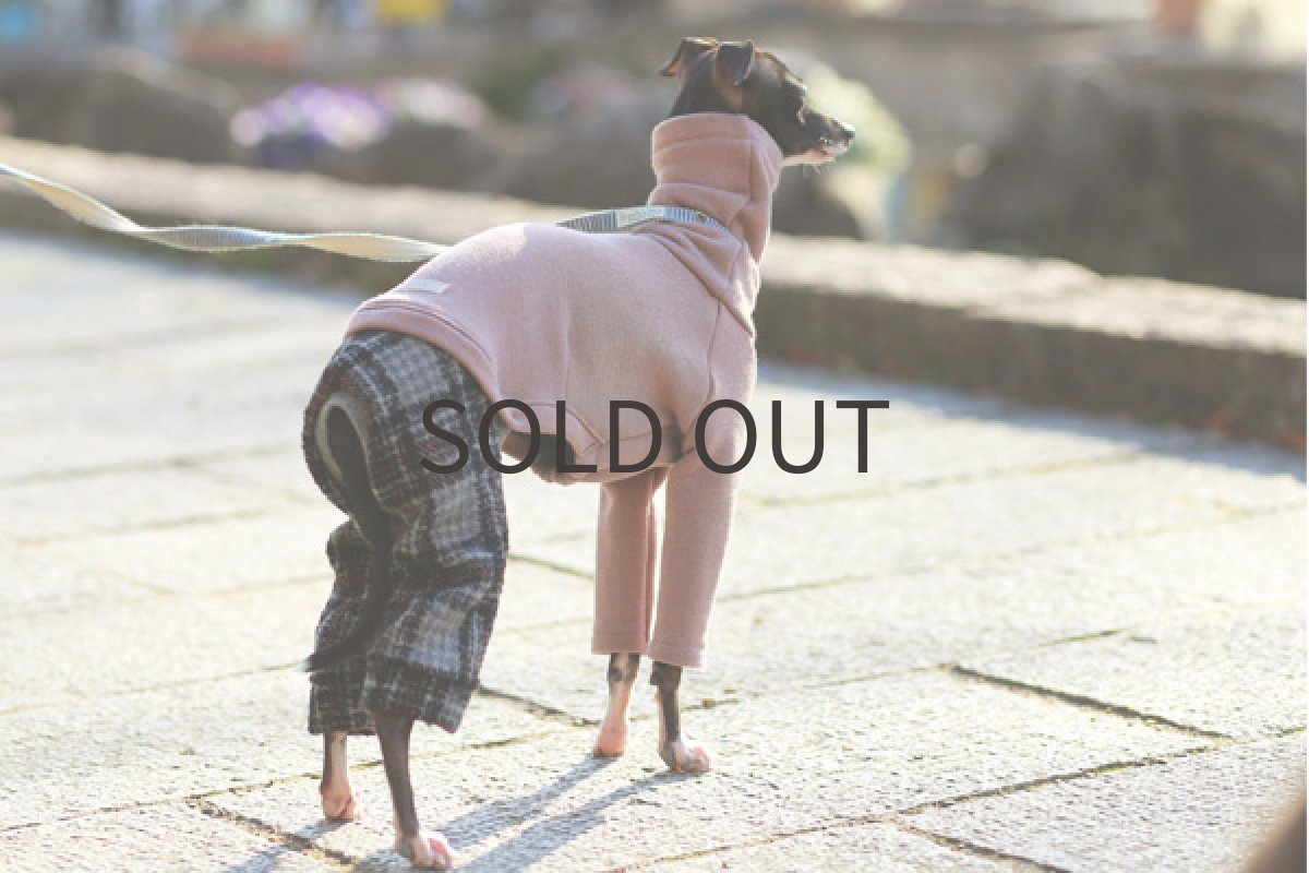 イタグレ服 ループチェックパンツのロンパ 斜め後方