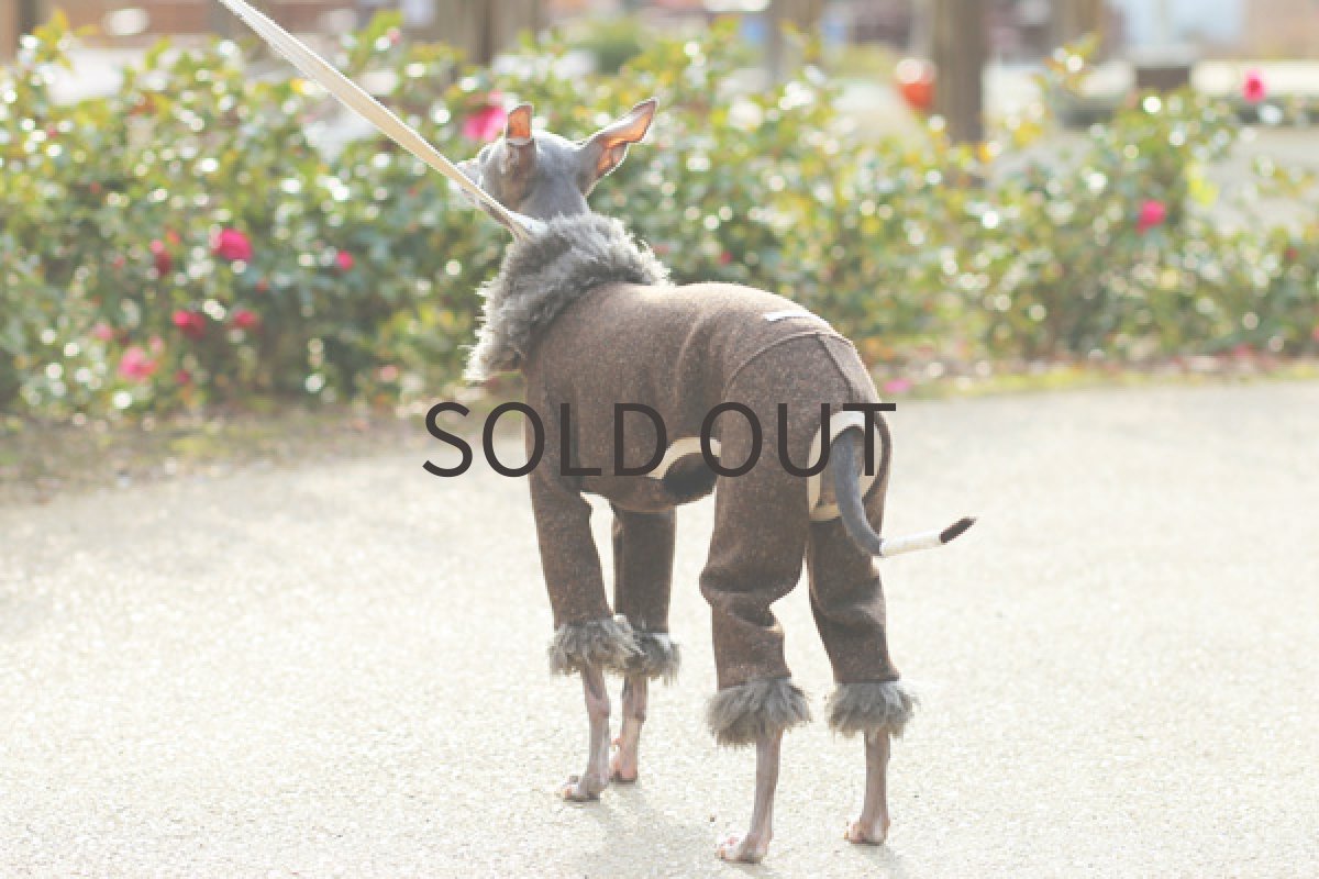 イタグレ服 ネップ圧縮+ファーのロンパ 後方