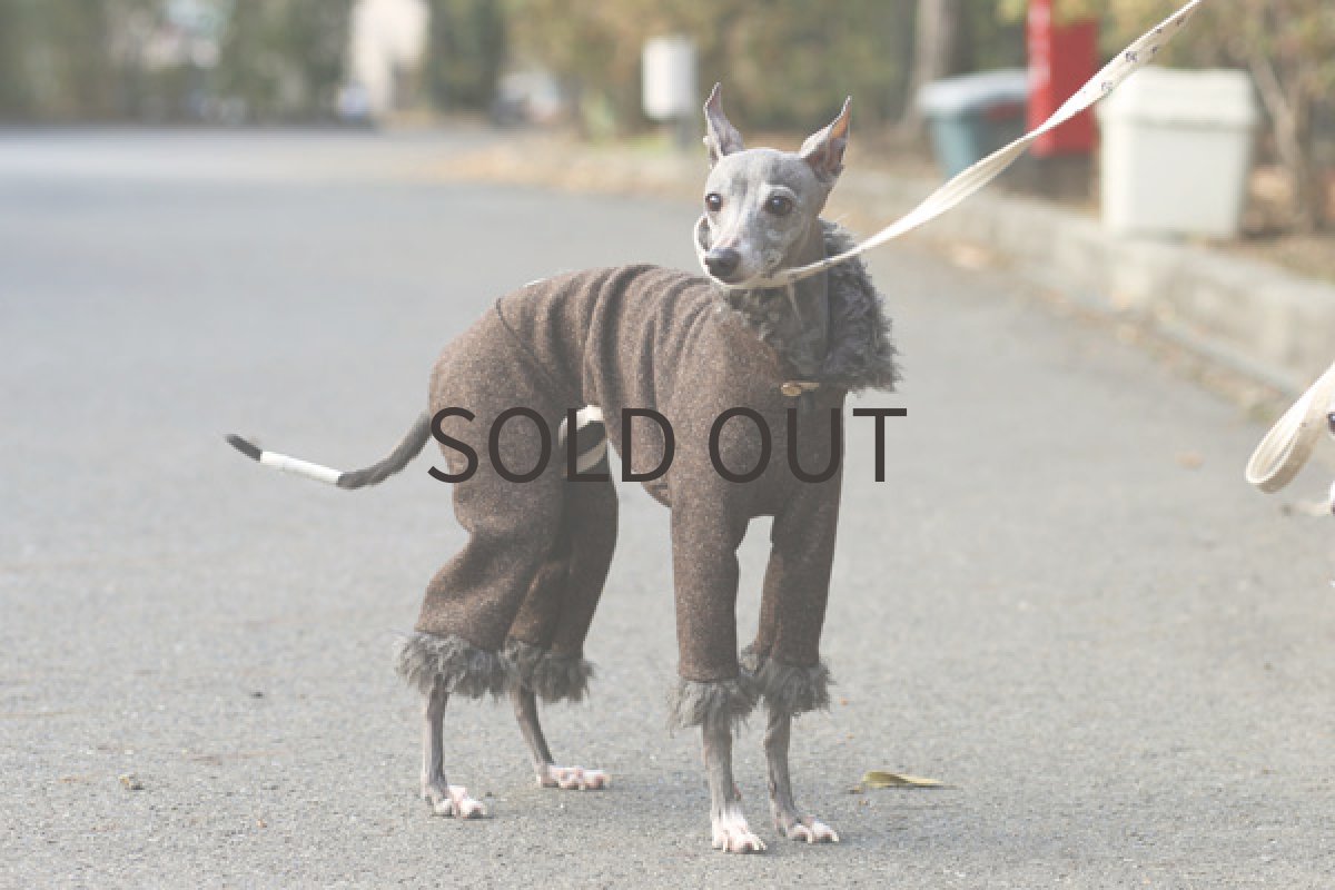 イタグレ服 ネップ圧縮+ファーのロンパ 全身横