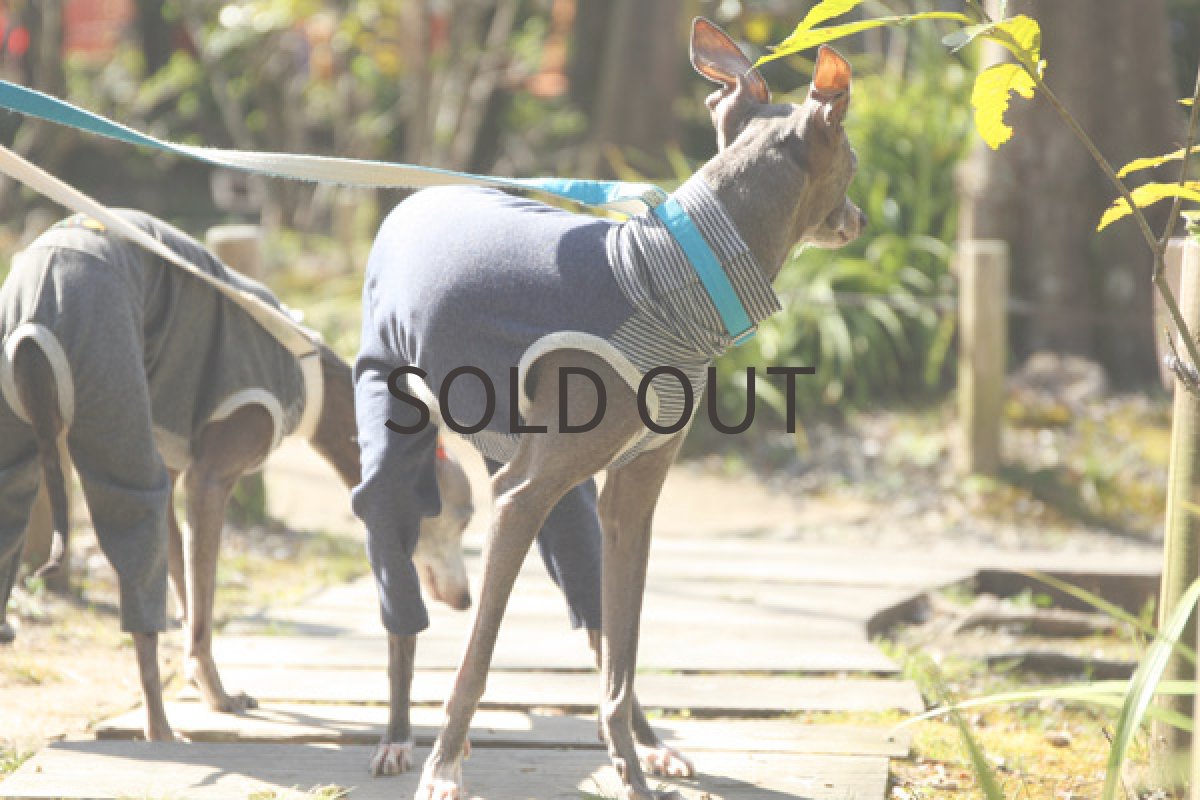 画像2: デニム風ニットのロンパ（ネイビー） (2)