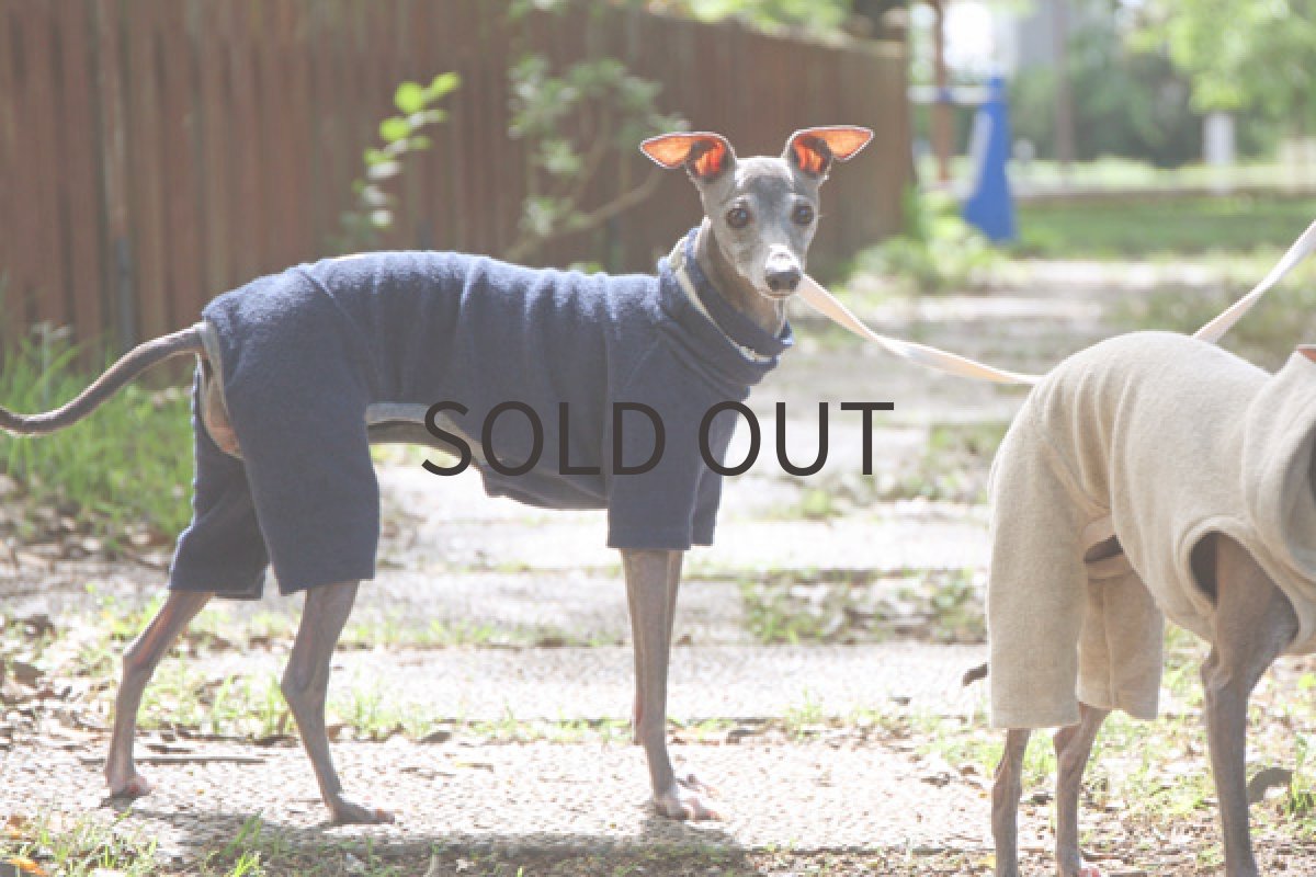 画像2: 綿麻パイルのロンパ（ネイビー） (2)