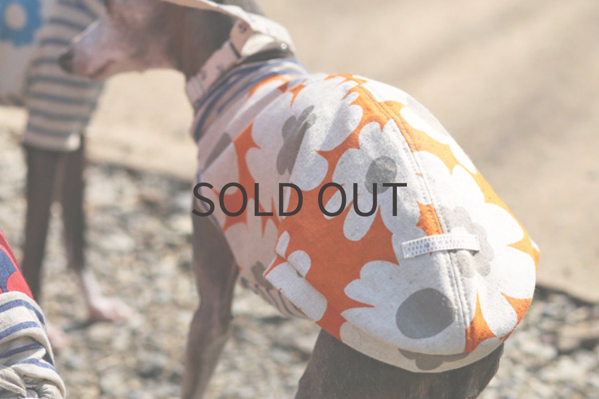 画像4: 花がら綿麻キャンバス(オレンジ) (4)