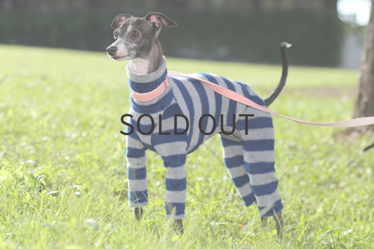 画像2: しましまフリースロンパ（ブルー） (2)