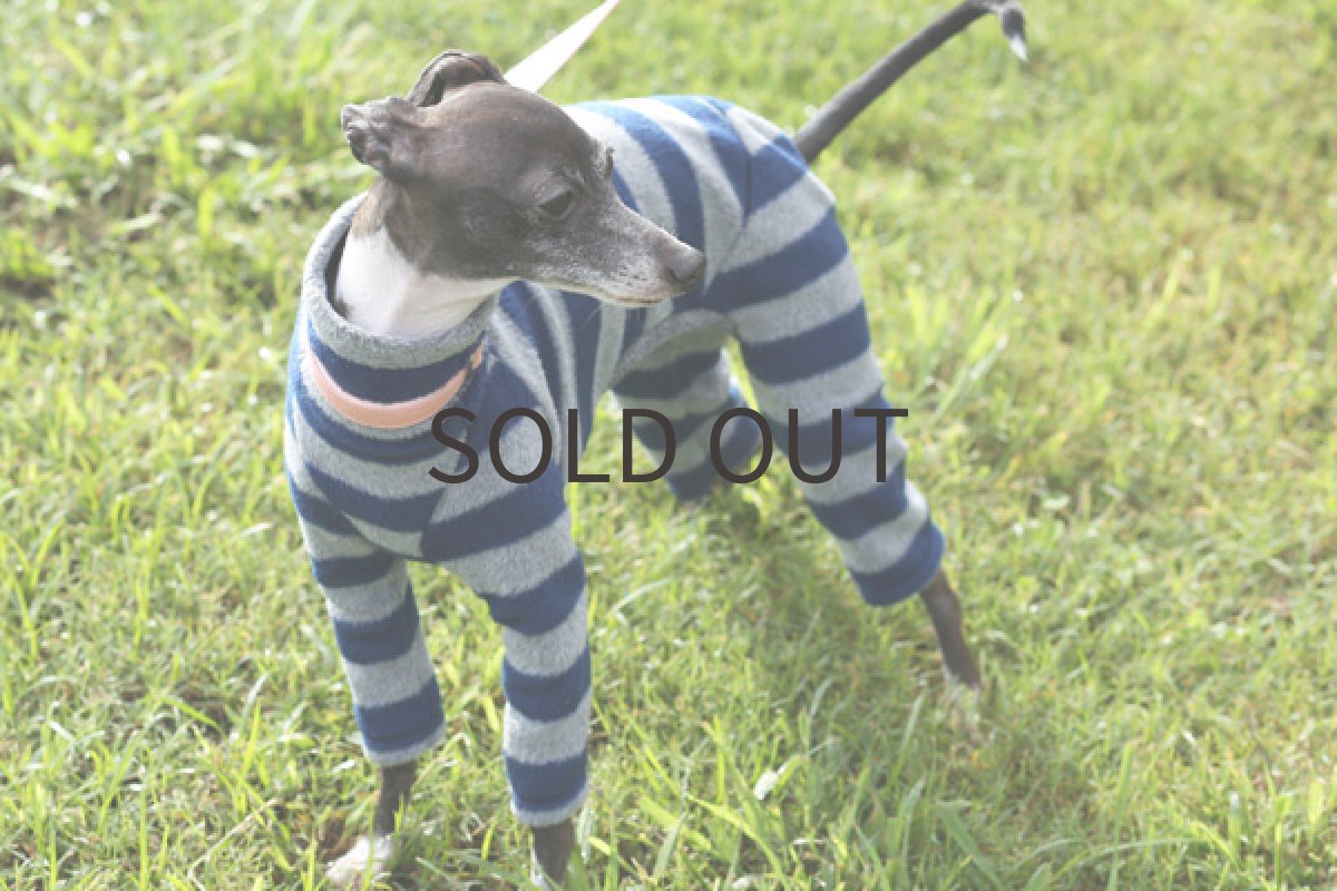 画像4: しましまフリースロンパ（ブルー） (4)