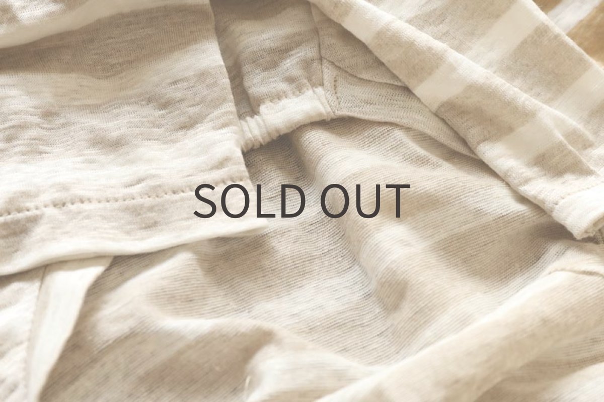 画像7: リネン天竺ボーダー（ペールベージュ×白） (7)