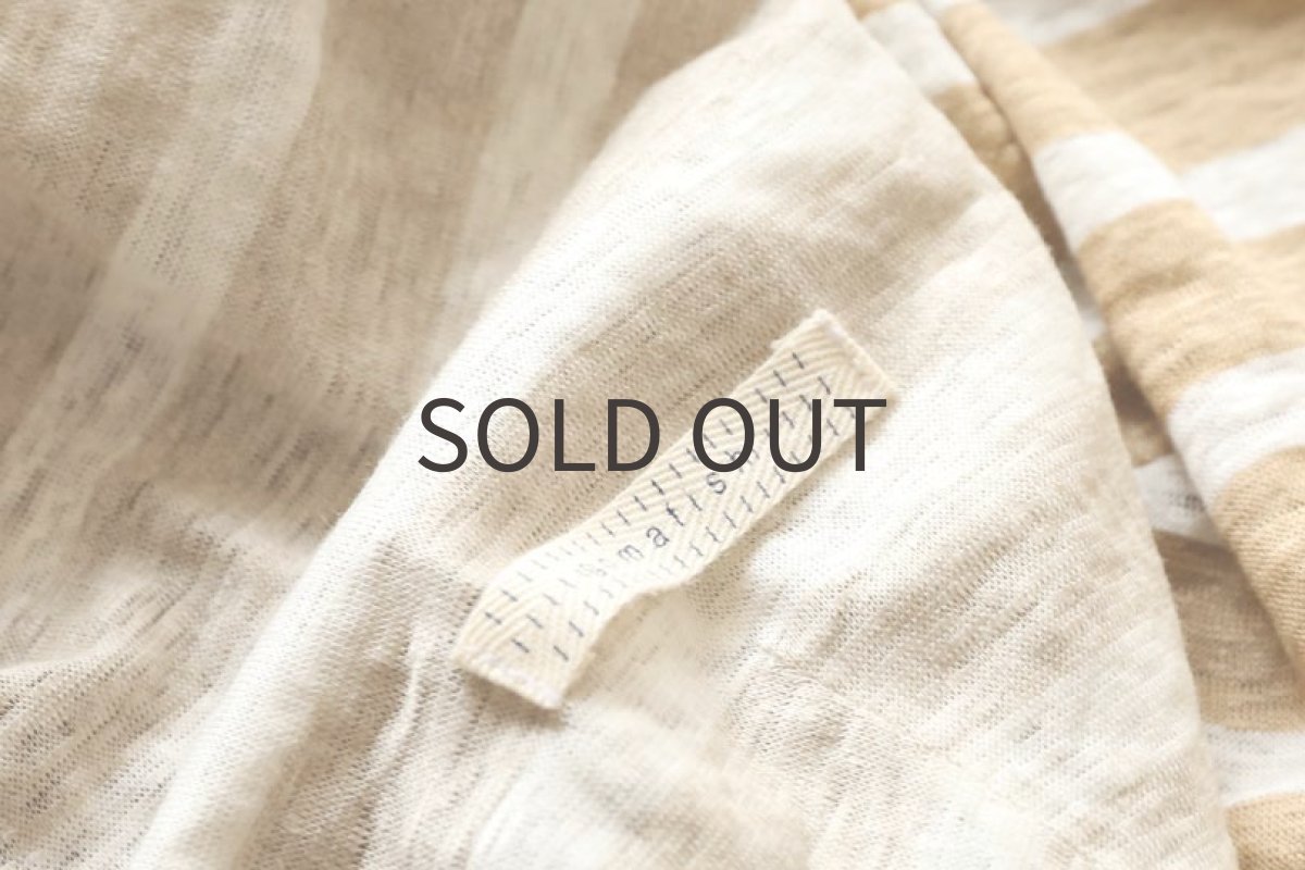 画像6: リネン天竺ボーダー（ペールベージュ×白） (6)