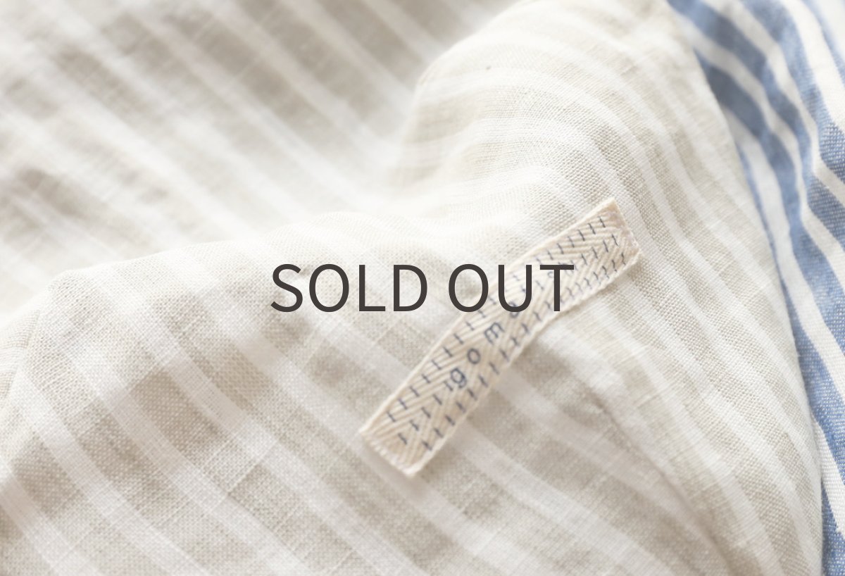 画像6: ストライプ＊リネン（サンドベージュ）〜Mサイズ、ネックなし、ノースリーブまで (6)