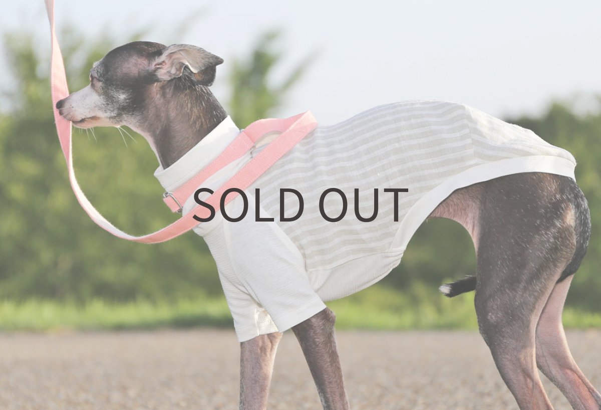 画像4: ストライプ＊リネン（サンドベージュ）〜Mサイズ、ネックなし、ノースリーブまで (4)