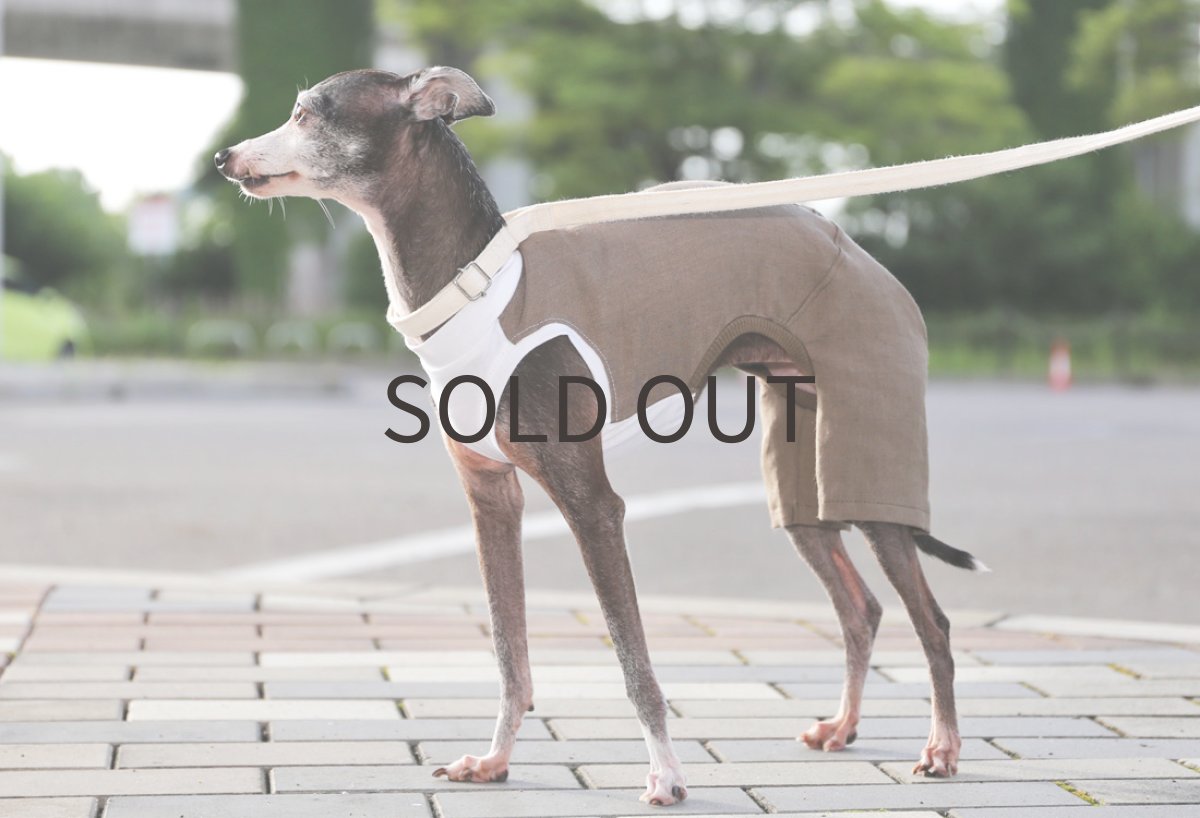 画像5: ベルギーリネンのロンパース（ブラウン） (5)