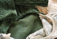 画像9: 縄編み起毛ジャガード+チェックパンツ（ボトルグリーン） (9)