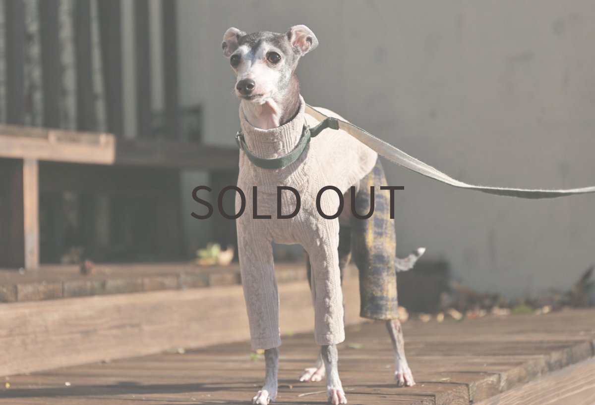 画像1: 縄編み起毛ジャガード+チェックパンツ（エクリュ） (1)